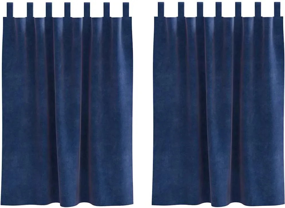 vidaXL Sötétítő függönyök 2 pcs Sötét kék 140 x 140 cm Bársony