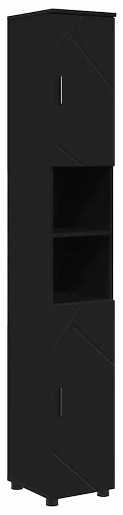 Fürdőszobai magas szekrény Fekete 30 x 35 x 192 cm Faanyag