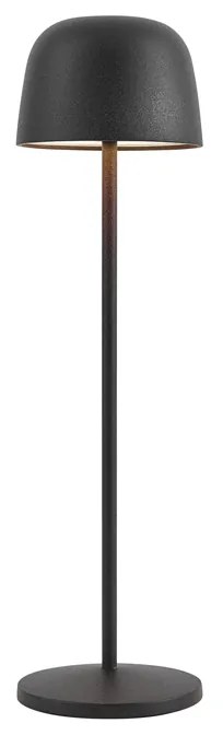 Asztali lámpa fekete LED-del, újratölthető, töltőállomással IP65 - Raika