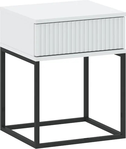 CADRO 1 fiókos éjjeli szekrény, 40 cm, No. 1 vázon, Push-to-open (nyomásra nyíló) | Fehér