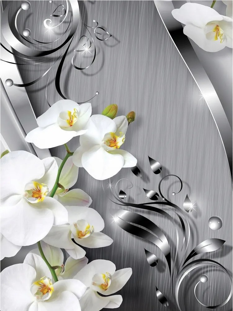 Orchidea tapéta fehér Phalaenopsis vinil 184x254 modern minimalizmus+ragasztó