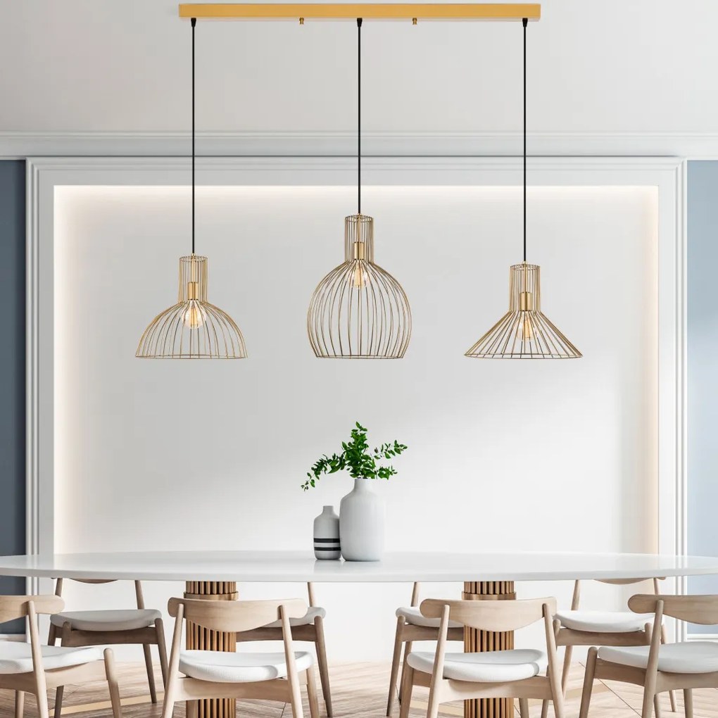 Tabut MR-768-1 arany fém függőlámpa, 148 x 38 cm, 3 izzós