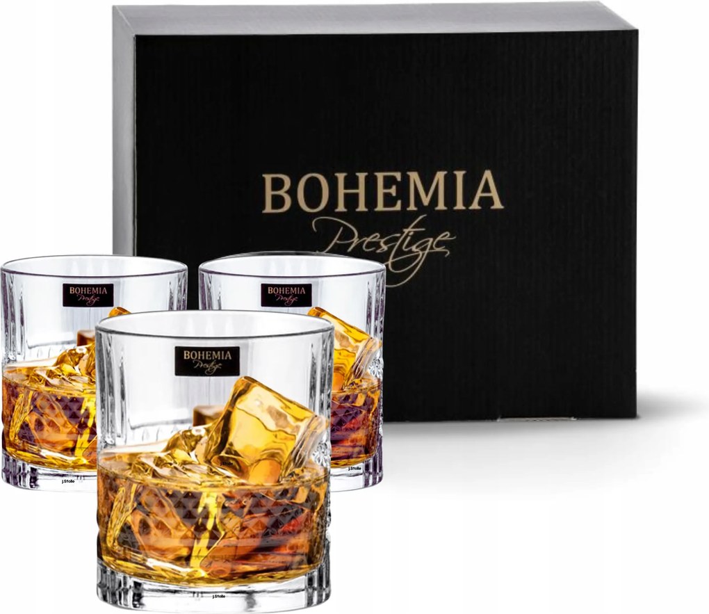 Kristály whiskys poharak Bohemia Elegante 340ml Kmpl 6db vastag üveg