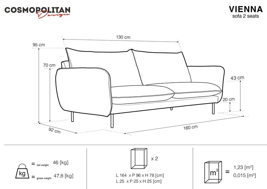 Vienna bézs kanapé, 160 cm - Cosmopolitan Design