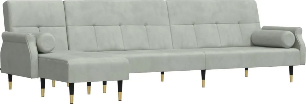 vidaXL világosszürke L-alakú bársony kanapéágy 271x140x70 cm