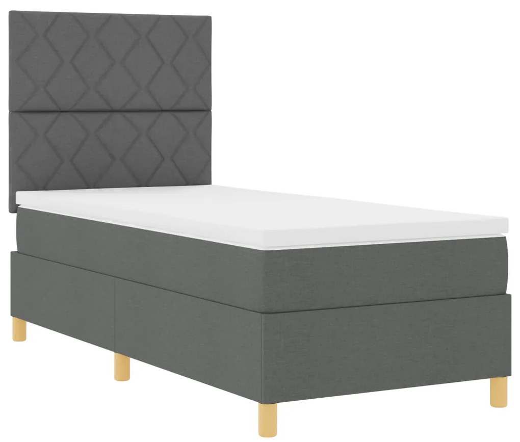 Box Spring ágy matraccal, sötétszürke, 90x200 cm