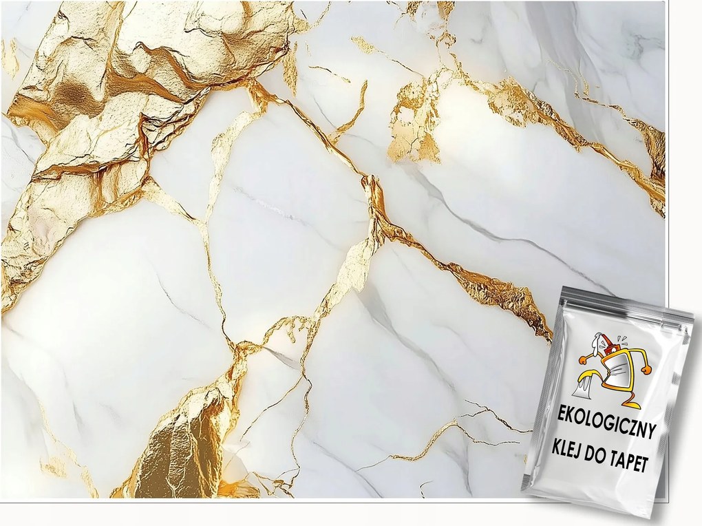 Fotótapéta Márvány Arany Fehér Glamour Falra Hálószoba Nappali 350x250