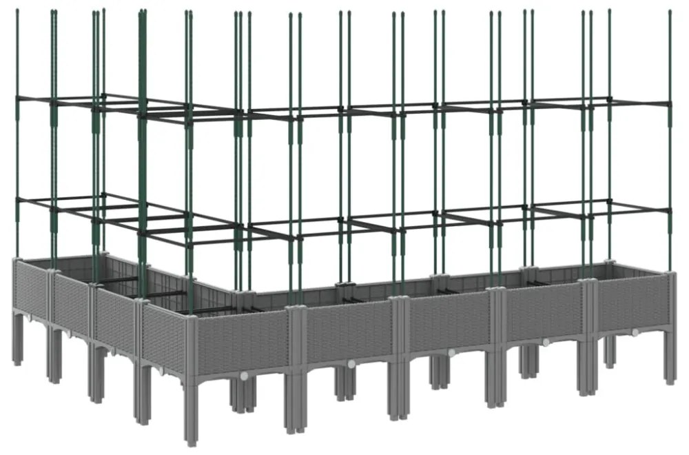 világosszürke PP rácsos kerti ültetőláda 200 x 160 x 142,5 cm