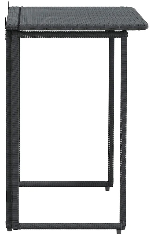 fekete polyrattan összecsukható kerti asztal 90x51x75 cm