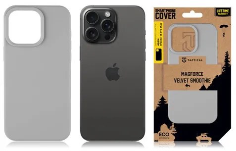 Tactical MagForce Velvet Smoothie Apple iPhone 15 Pro Max MagSafe tok, Foggy, világosszürke