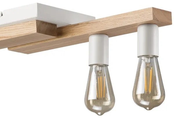 Csillár zsinóron CORTINA 4xE27/15W/230V fehér/tölgy