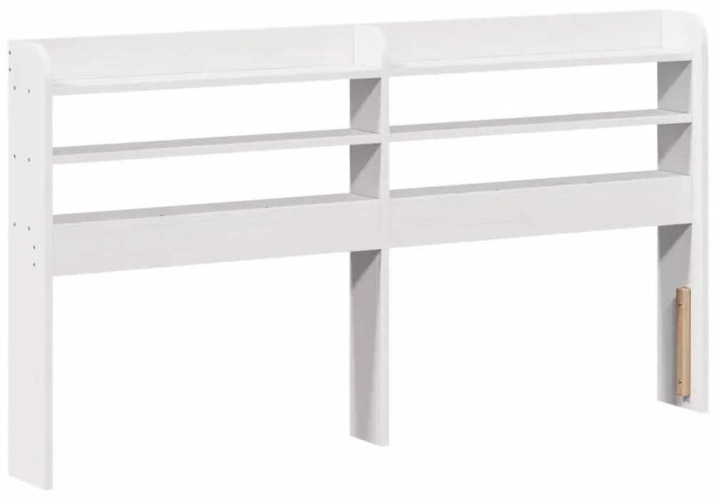 fehér tömör fenyőfa fejtámla polcokkal 160 cm