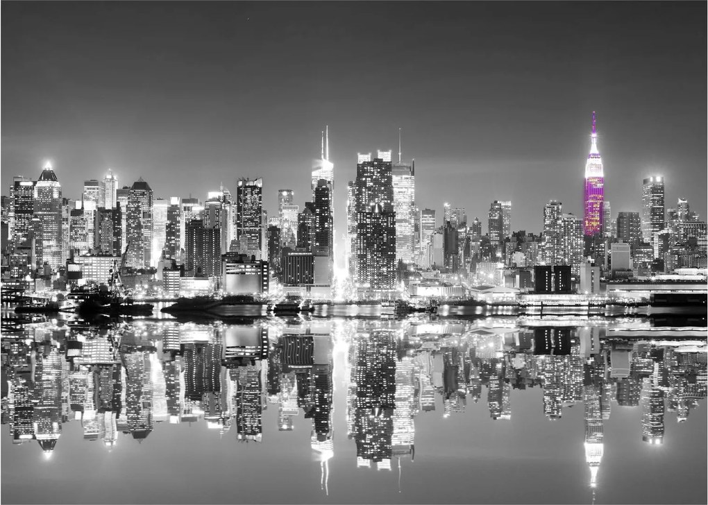 Üveg kép - New York és a lila felhőkarcoló (70x50 cm)