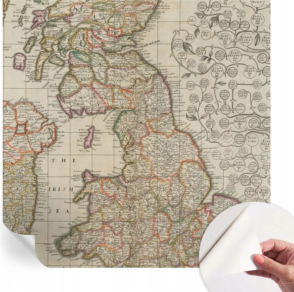 Dekoratív öntapadós fotótapéta irodába Antik térkép 250x250 cm