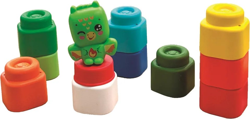Színes Clemmy Dragon puha építőkocka szett 10 db-os figurával Clementoni