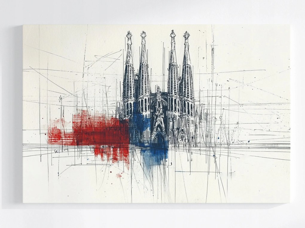 Vászonkép Canvas Barcelona Sagrada Familia Katedrális Vázlat 120x80