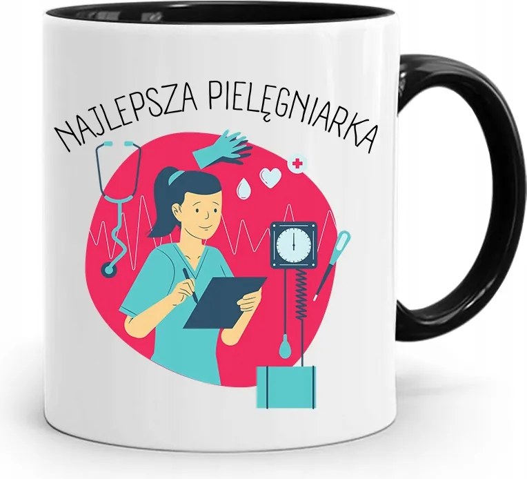 Fekete Bögre Ajándék A Legjobb Ápolónőnek fényképes nyomtatással