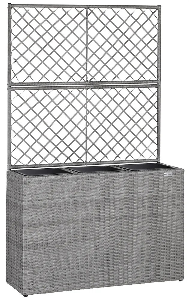 Casaria® Virágtartó boxszal és rácsozatttal - szürke