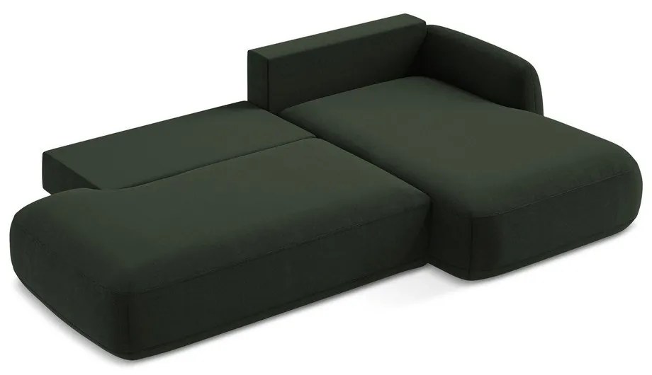 Sötétzöld kinyitható sarokkanapé (jobb oldali-heverő résszel) Hale – Makamii