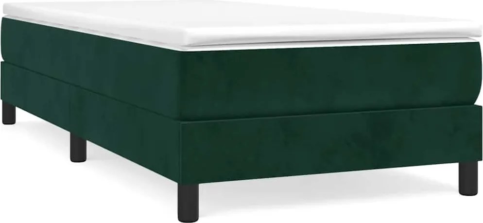 vidaXL sötétzöld bársony rugós ágy matraccal 90x190 cm