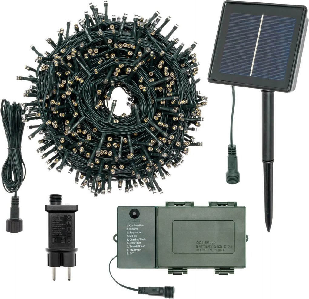 Xmas King XmasKing Led lánc 25m 500 Led elemes napelemes transzformátoros 230V