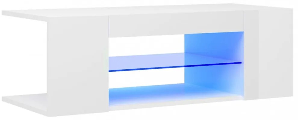 magasfényű fehér TV-szekrény LED lámpákkal 90 x 39 x 30 cm