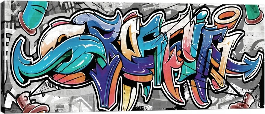 Vászonkép 145x45 Graffiti street-art urban utcai művészet dinamika szín