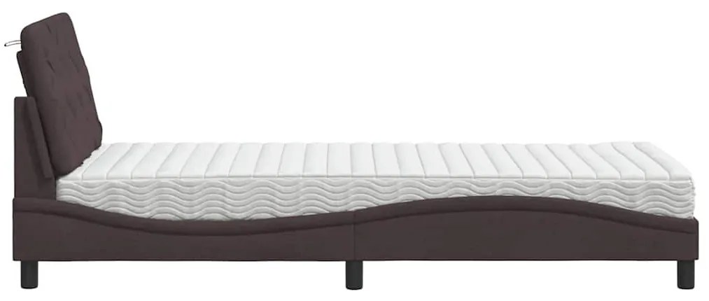 sötétbarna szövet ágy matraccal 80x200 cm