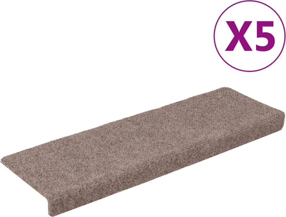 vidaXL 5 db öntapadós lépcsőszőnyeg 65 x 21 x 4 cm világosbarna téglalap alakú széllel