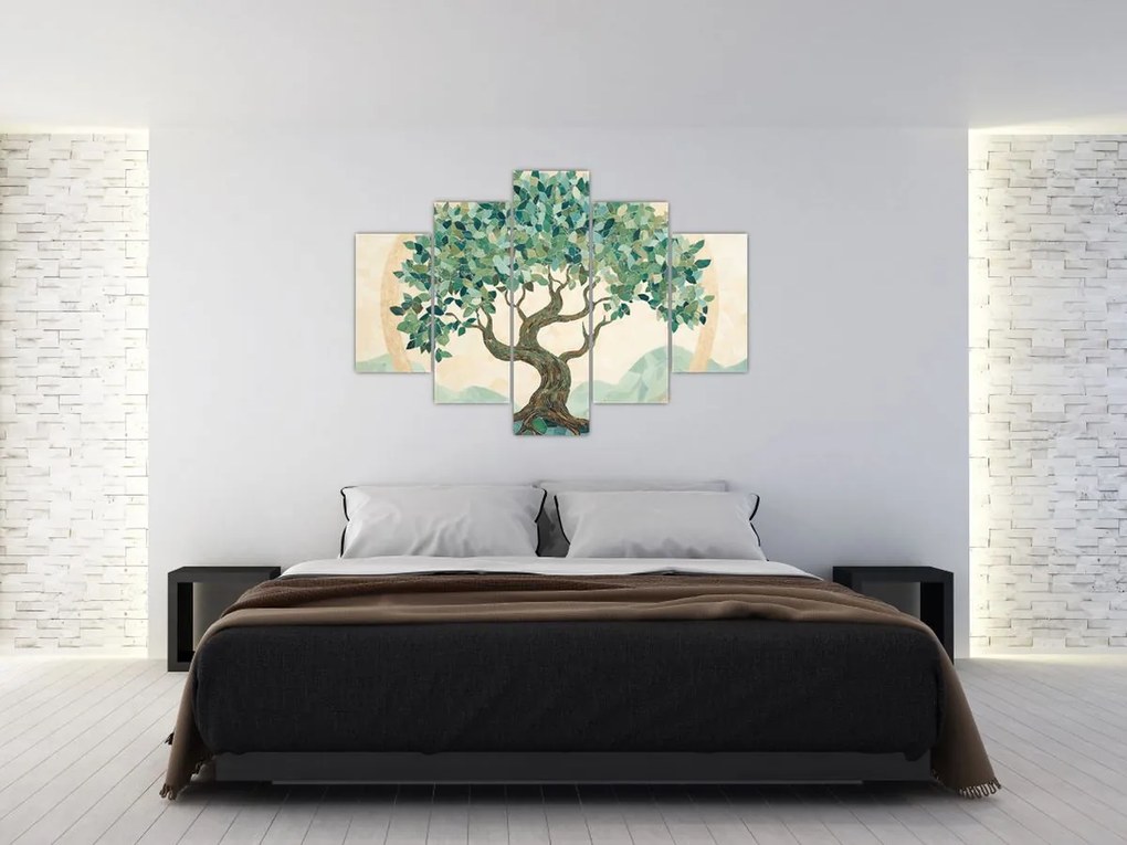 Kép – Elegáns mozaik fával (150x105 cm)
