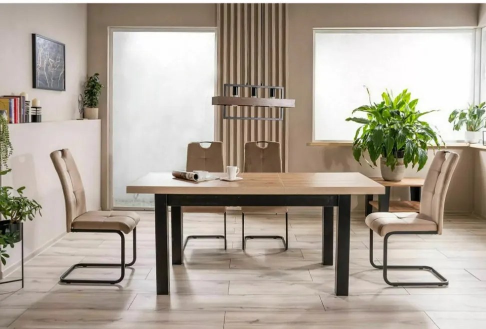 Presto bővíthető étkezőasztal tölgy/fekete 140-218cm