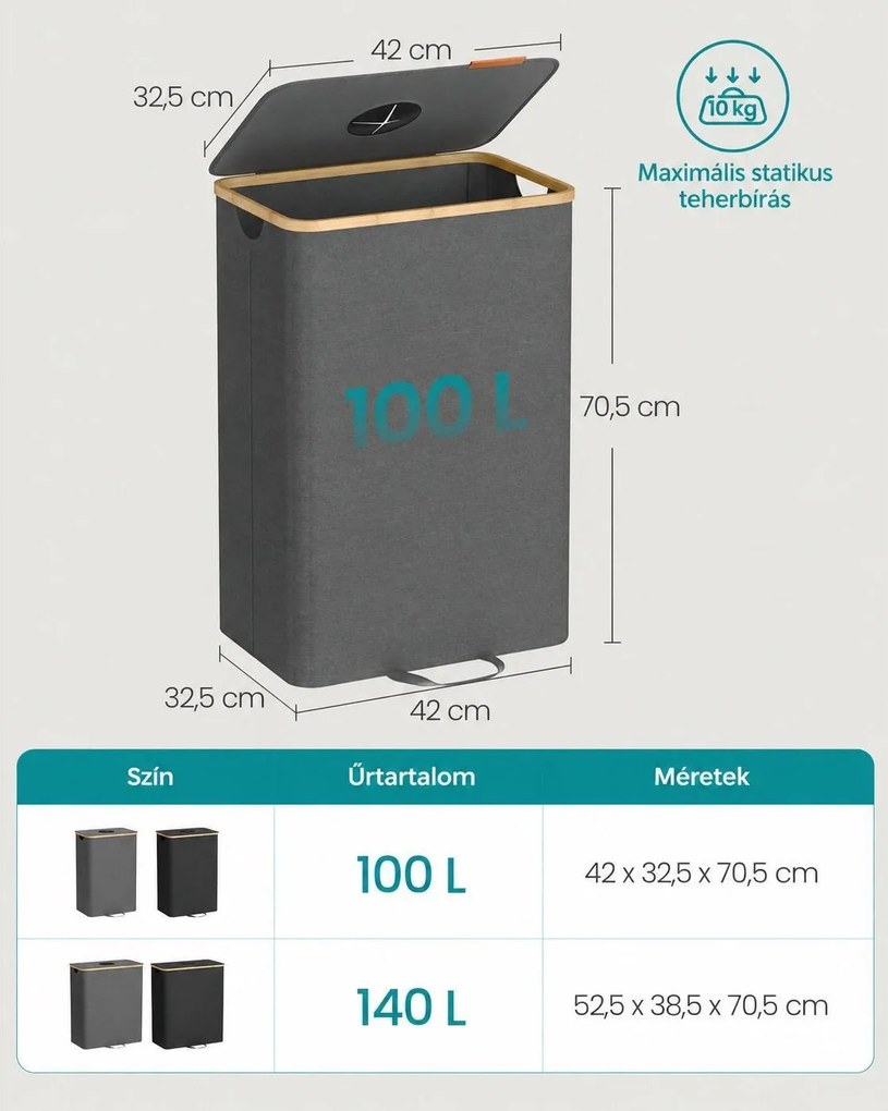 Palackgyűjtő visszaváltható palackokhoz, 100 L, kivehető belső zsákkal, szürke-bézs