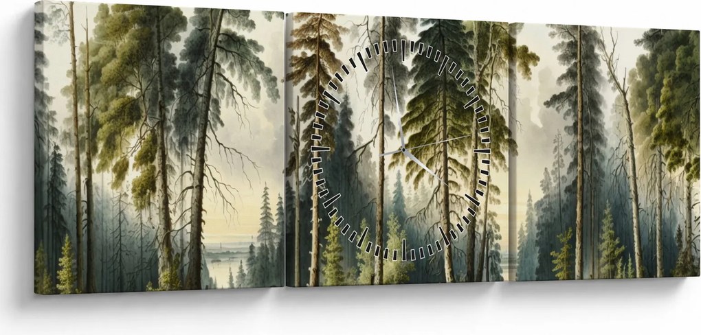 Kép - Szüreti táj az erdők (órával) (90x30 cm)