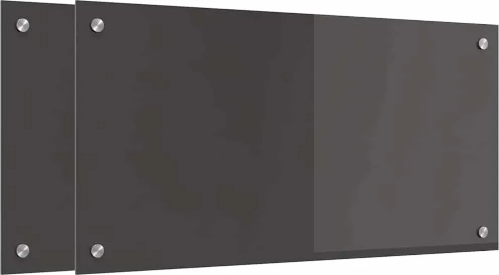 vidaXL Konyhai splashback 2 pcs Sötétszürke 80 x 40 cm edzett üveg