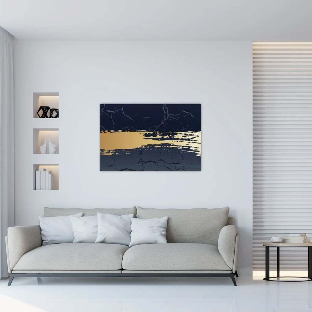 Kép - Kék és arany absztrakció N⁰2 (90x60 cm)
