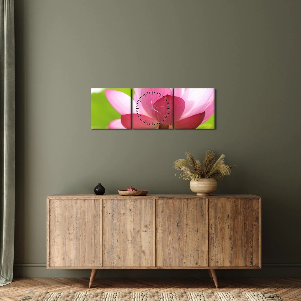 Lótuszvirág kép (órával) (90x30 cm)