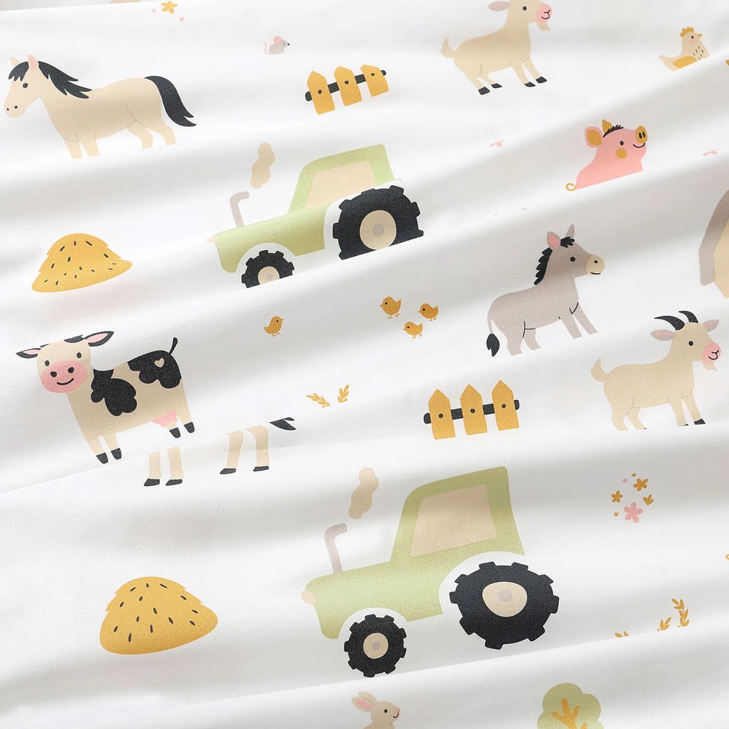 Goldea gyermek pamut gumis lepedő - élet a farmon 140 x 200 cm