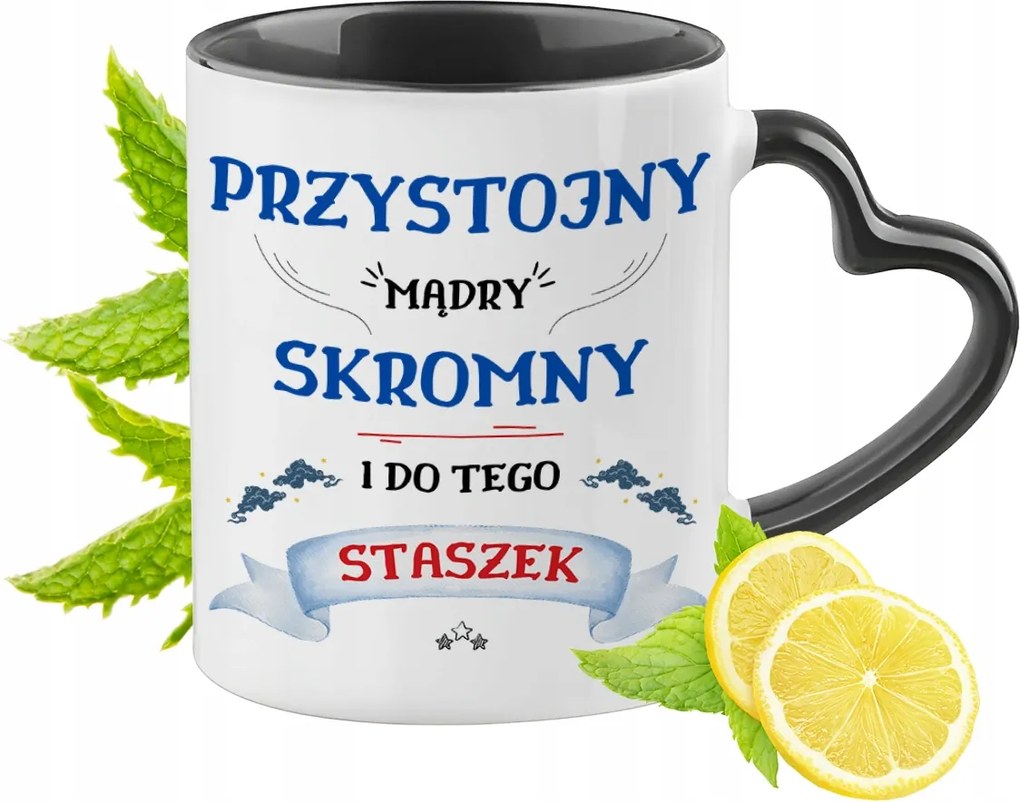 Fekete Bögre Szív Alakú Füllel Ajándék Nyomtatott