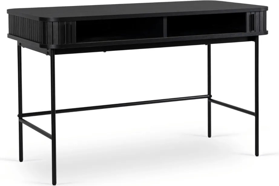 Íróasztal 120 cm, bordázott fekete kivitelben TRISH