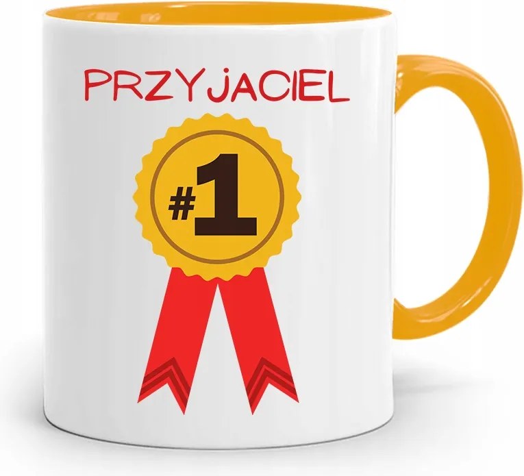 Sárga Bögre Barátnak Érem Ajándék fényképes nyomattal