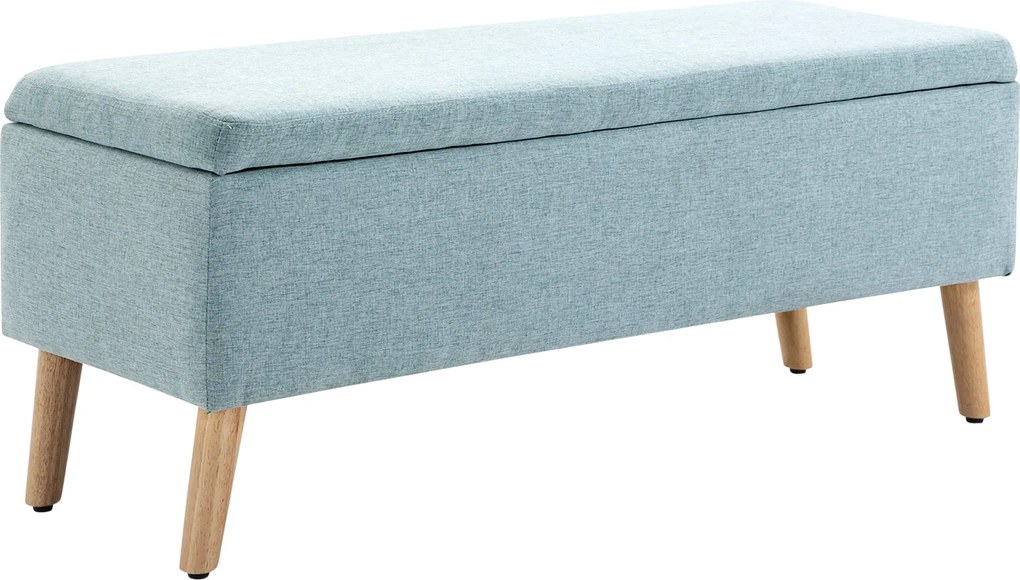 HOMCOM Tároló Pad, Vászonhatású Kárpitozással, Ágy Pad Fából Készült Lábakkal, Tárolódoboz Nappalira, Hálószobába, Előszobába 110 x 39 x 45 cm, Világo