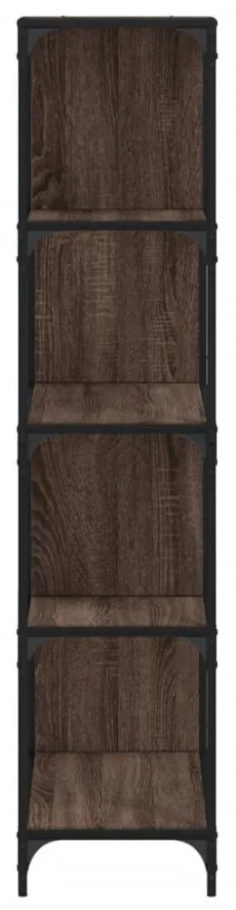 4 szintes barna tölgy szerelt fa könyvespolc 139x33,5x149 cm