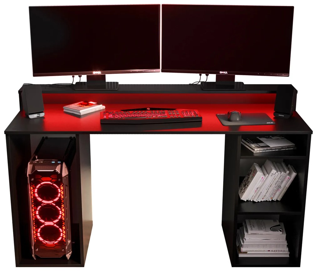 Sarok Gamer PC asztal Garrick 1 (fekete) (LED RGB világítással). 1064134