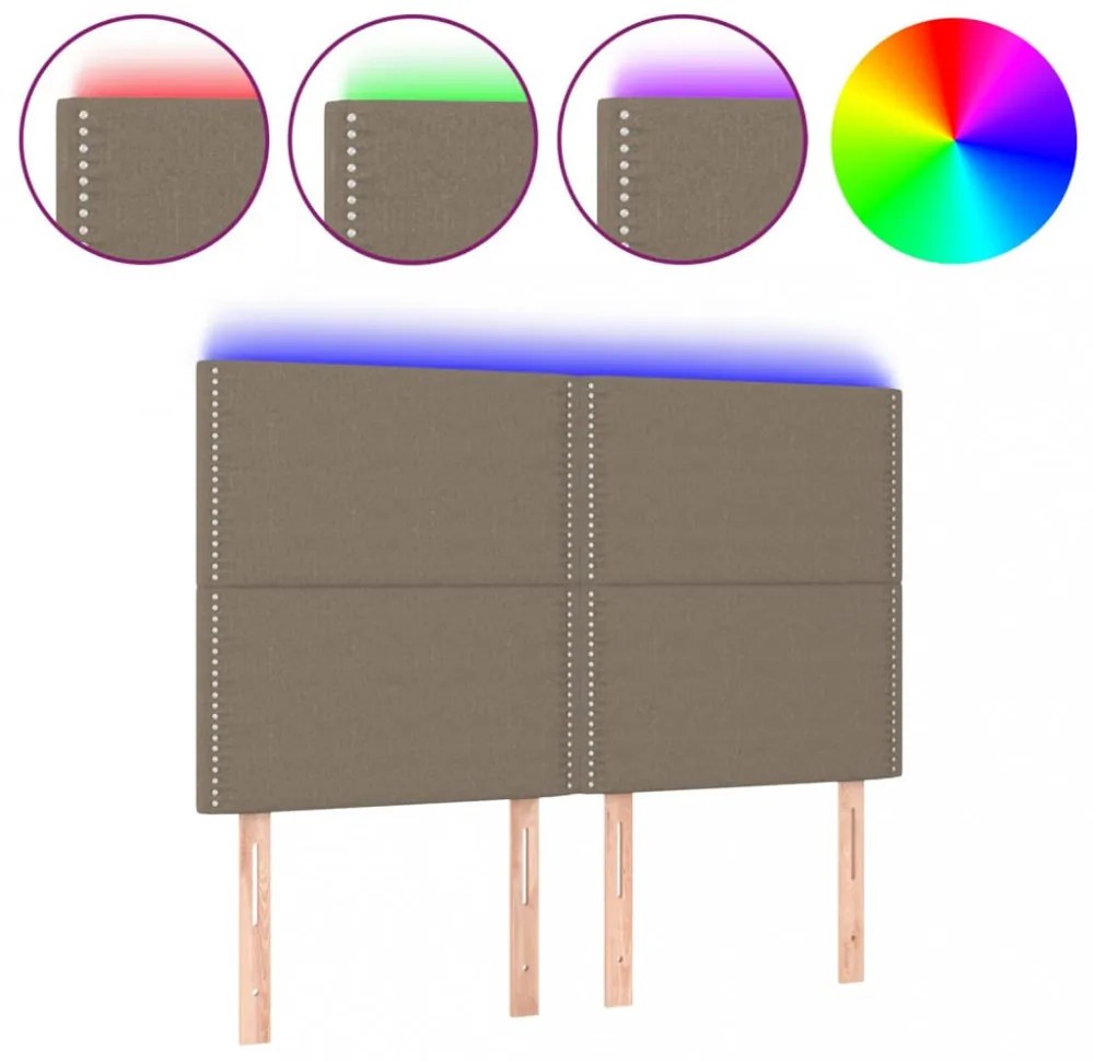 tópszínű szövet LED-es fejtámla 144x5x118/128 cm