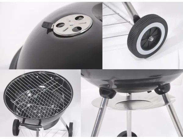 Hordozható faszenes grillsütő fekete