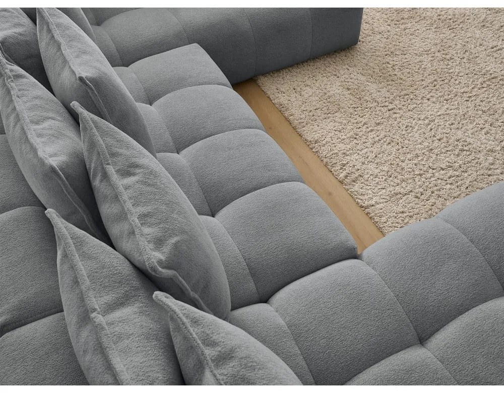 Sötétszürke zsenília kinyitható-tárolóhelyes sarokkanapé (jobb oldali-U alakú) Everest – Bobochic Paris