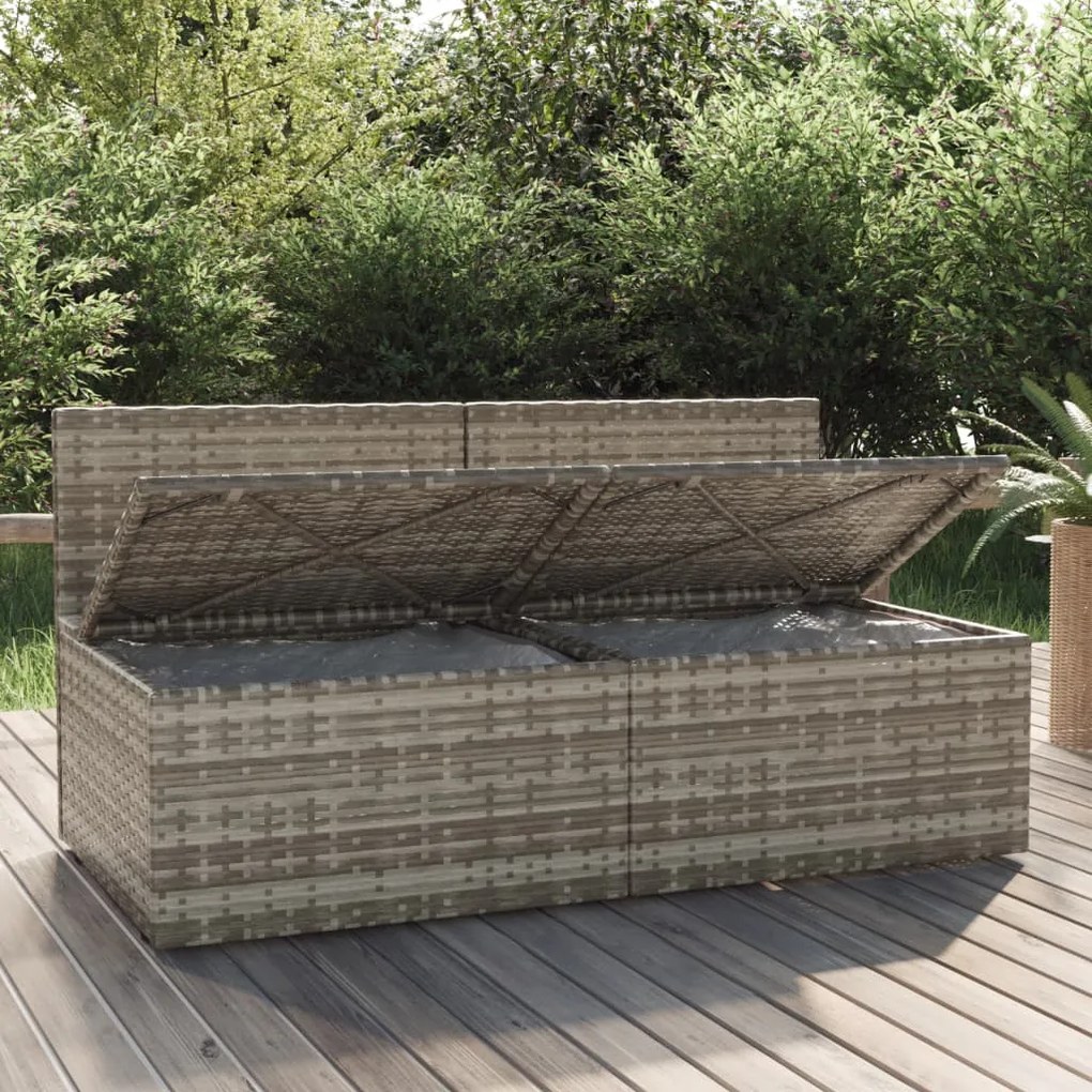 2 személyes szürke polyrattan kerti kanapé párnával