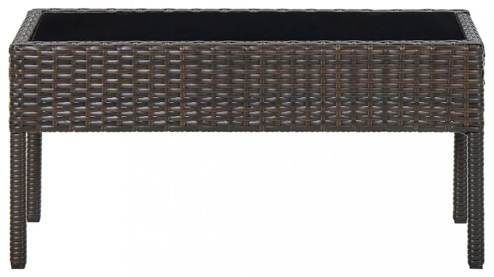 barna polyrattan kerti asztal 75 x 40 x 37 cm