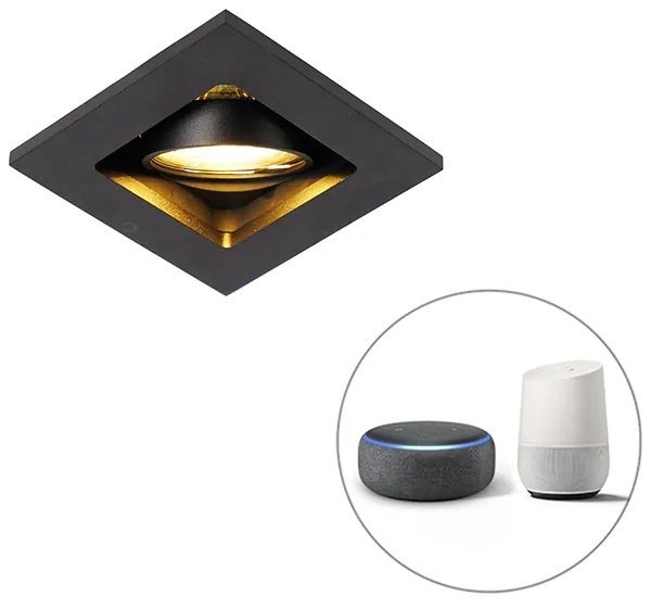 Okos beépített reflektor fekete, WiFi-vel, GU10 állítható - Qure