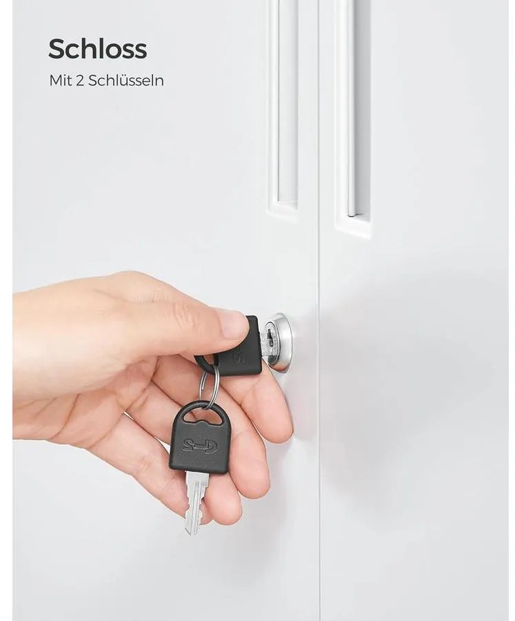 SONGMICS irattartó szekrény, zárható multifunkciós tárolószekrény,matt szürke